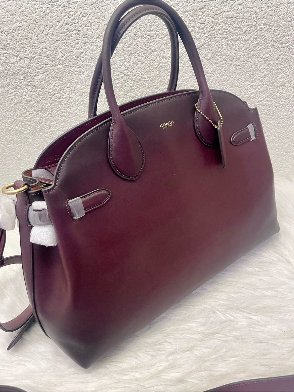 Coach Soft Empire Carryall 40 handbag in Merlot Glovetanned Leather NWT - Picture 7 of 15